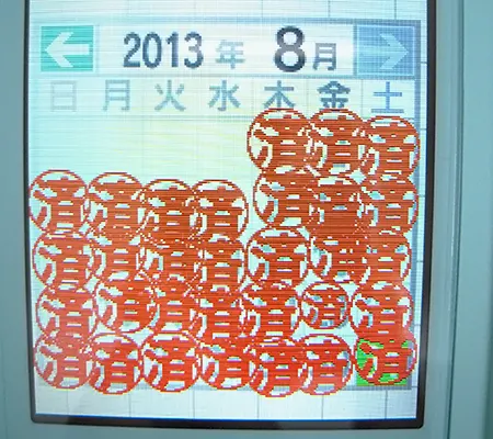 やっとの思いでひと月ハンコを埋めた2013年8月の脳トレ結果