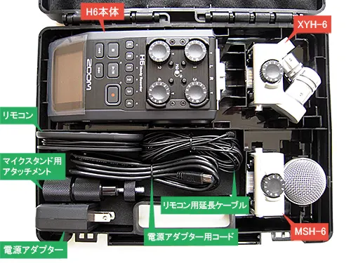 ZOOM H6のケースに収納している物の一覧
