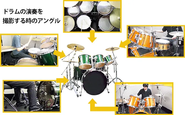 ドラムの演奏を動画で撮る時のアングルで見やすいのは?